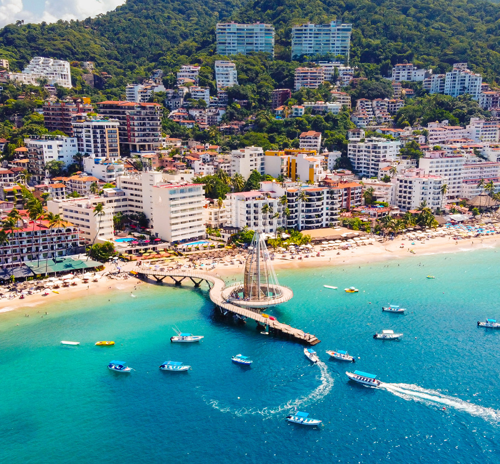 Beautiful view of a Puerto Vallarta beach on the Pacific coast of Mexico.