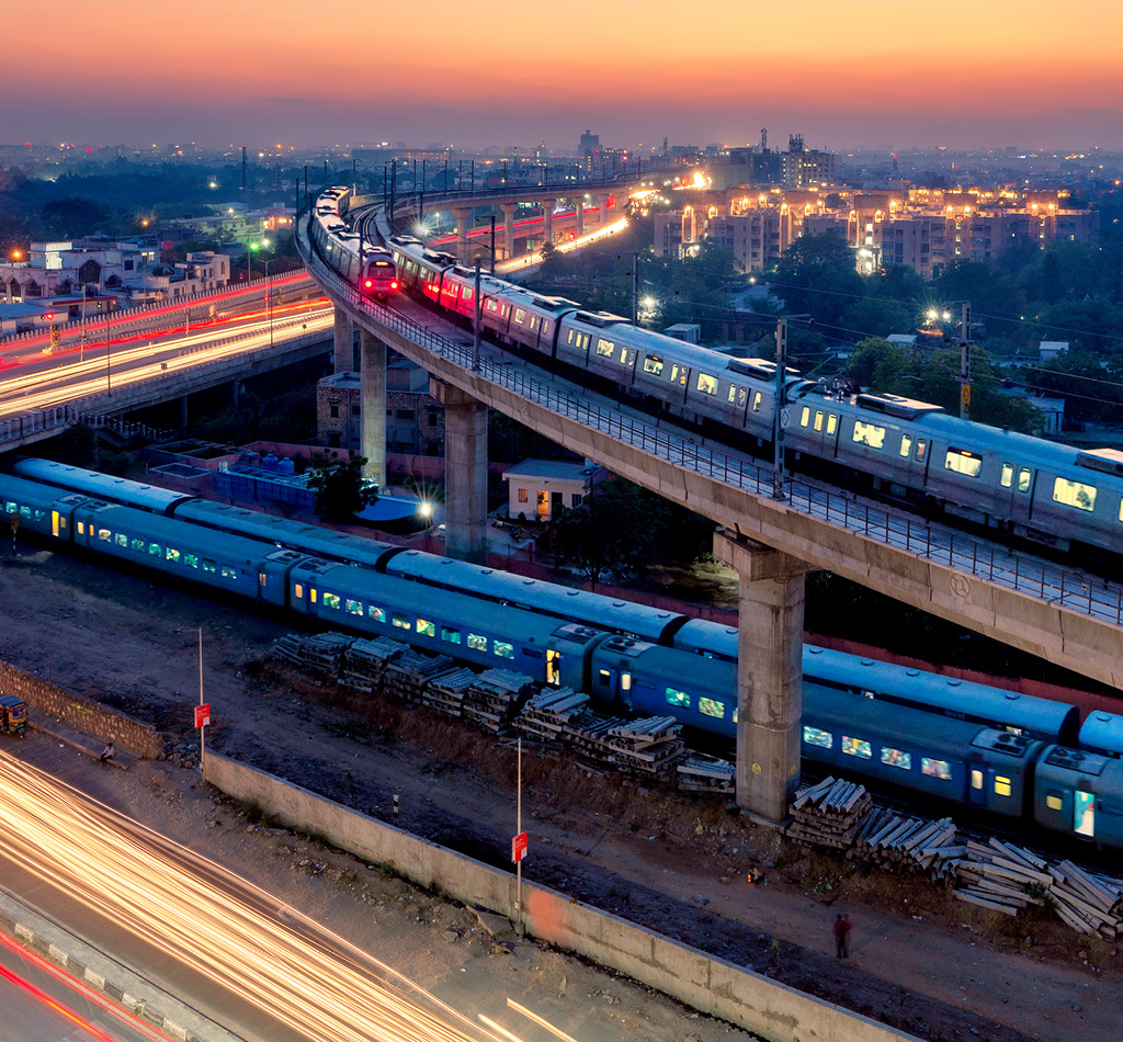 Highways and metro trains in Jaipur, the Pink City.
